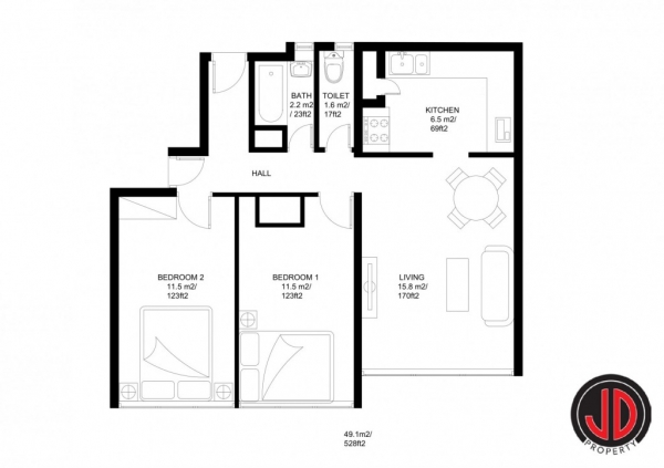Floor Plan Image for 2 Bedroom Apartment for Sale in Cornbury House Evelyn Street,  Deptford, SE8