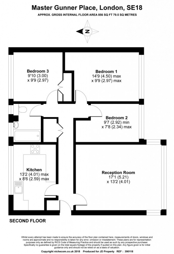 Floor Plan Image for 3 Bedroom Apartment for Sale in Horne House Master Gunner Place,  Charlton, SE18