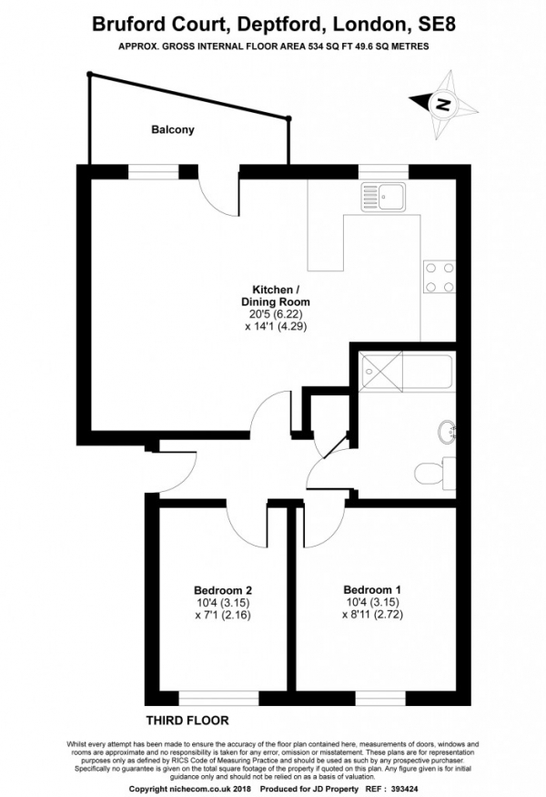 Floor Plan Image for 2 Bedroom Apartment for Sale in Bruford Court Creek Road,  Deptford, SE8