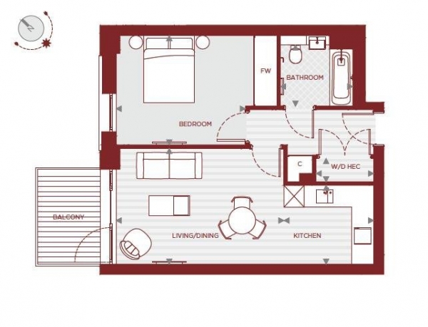 Floor Plan Image for 1 Bedroom Apartment for Sale in Arbor House Anthology Deptford Foundry, Rolt Street, Deptford, SE8