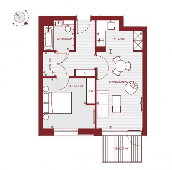 Floor Plan Image for 1 Bedroom Apartment for Sale in Alloy House Anthology Deptford Foundry, Rolt Street, Deptford, SE8