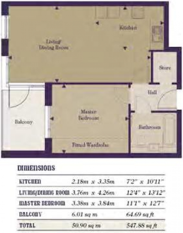 Floor Plan Image for 1 Bedroom Apartment for Sale in St Bernards Gate Uxbridge Road,  Southall, UB2