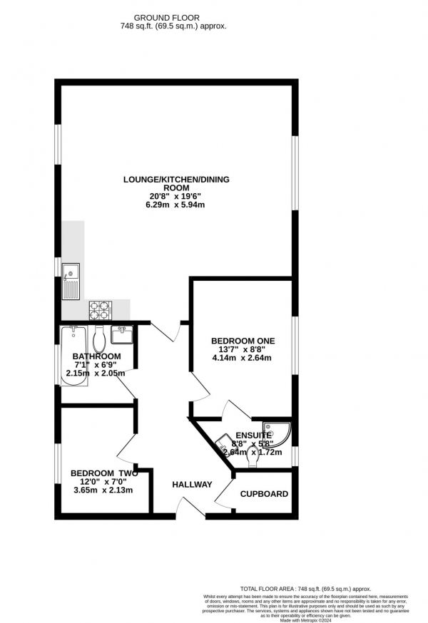 Floor Plan Image for 2 Bedroom Flat for Sale in Prestfield Court, Kensignton Street, Whitefield