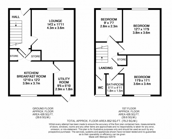 Floor Plan for 3 Bedroom Semi-Detached House for Sale in Halliwell Walk, Prestwich, M25, 9XY - Offers in Excess of &pound139,950