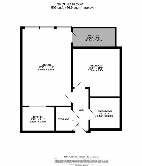 Floor Plan Image for 1 Bedroom Apartment for Sale in Millennium Point, The Quays, Salford