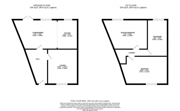 Floor Plan Image for 2 Bedroom End of Terrace House for Sale in Cuckoo Lane, Whitefield