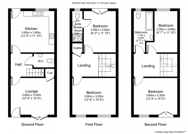 Floor Plan Image for 4 Bedroom Town House for Sale in Jubilee View, Bury