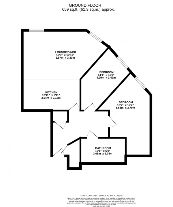 Floor Plan Image for 2 Bedroom Apartment for Sale in Baytree Court, Prestwich