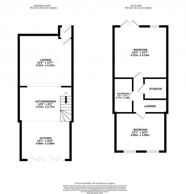 Floor Plan Image for 2 Bedroom Terraced House for Sale in Rhodes Green, Manchester