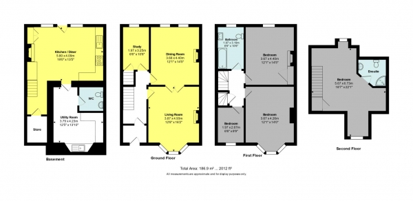 Floor Plan Image for 4 Bedroom Terraced House for Sale in Kennington Road, Bath