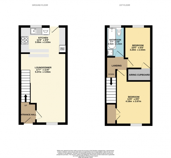 Floor Plan Image for 2 Bedroom Terraced House for Sale in Blackmore Drive, Bath