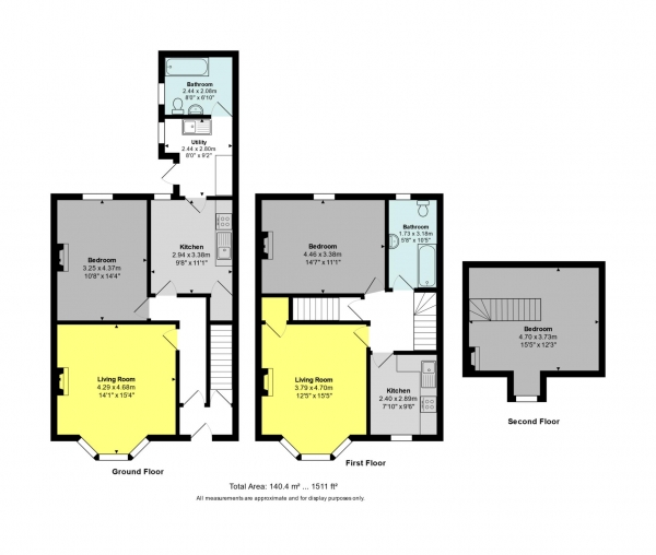 Floor Plan Image for 3 Bedroom Terraced House for Sale in Foxcombe Road, Bath