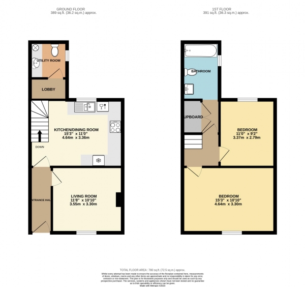 Floor Plan Image for 2 Bedroom Terraced House for Sale in Worcester Place, Bath