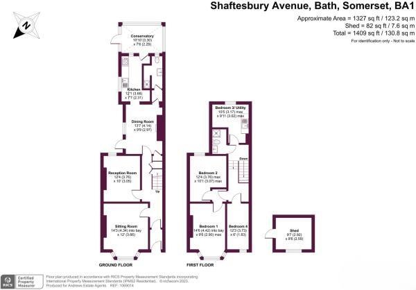 Floor Plan for 4 Bedroom Terraced House for Sale in Shaftesbury Avenue, Bath, BA1, 3DT -  &pound475,000