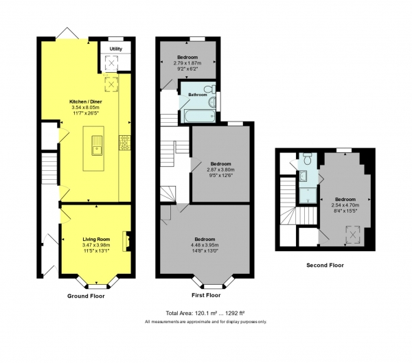 Floor Plan Image for 4 Bedroom Terraced House for Sale in Lyme Road, Bath