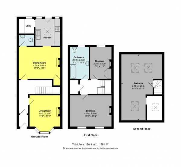 Floor Plan Image for 3 Bedroom Terraced House for Sale in Locksbrook Road, Bath