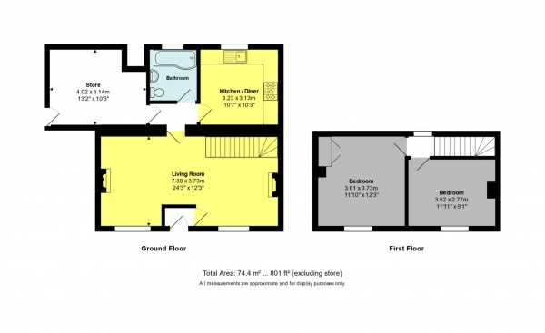 Floor Plan Image for 2 Bedroom End of Terrace House for Sale in Bloomfield Road, Bath