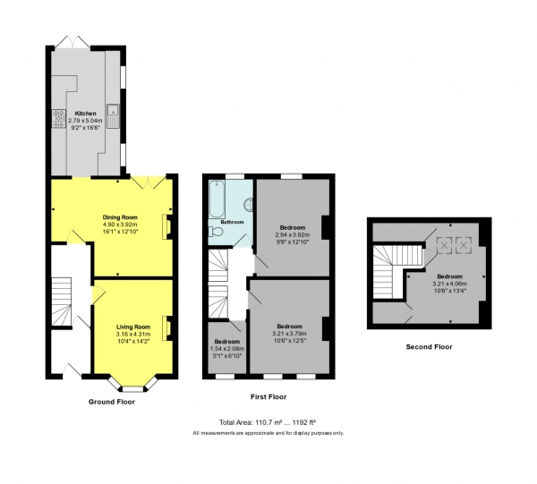 Floor Plan Image for 3 Bedroom Terraced House for Sale in Locksbrook Road