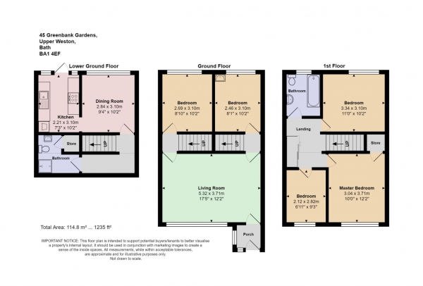 Floor Plan Image for 5 Bedroom Terraced House for Sale in Greenbank Gardens, Bath