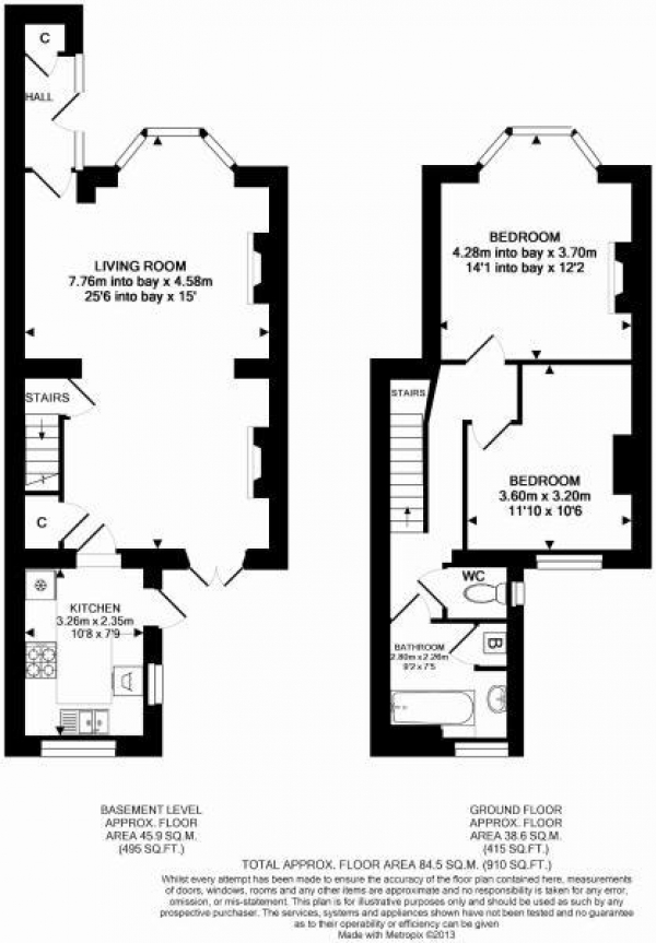 Floor Plan Image for 2 Bedroom Flat for Sale in Manor Villas, Bath