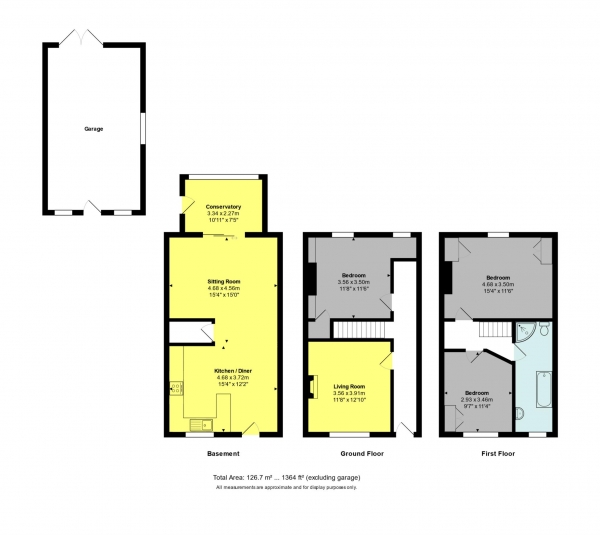 Floor Plan Image for 4 Bedroom Terraced House for Sale in Fairfield Terrace, Bath