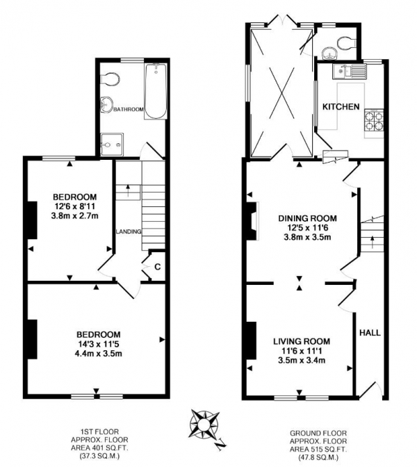 Floor Plan Image for 2 Bedroom Terraced House for Sale in Hungerford Road, Bath