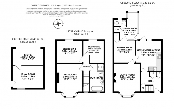 Floor Plan for 3 Bedroom Semi-Detached House for Sale in Broadmoor Park, Bath, BA1, 4JW -  &pound385,000