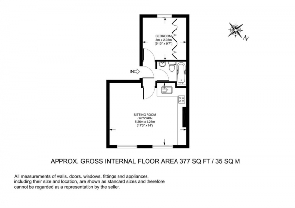 Floor Plan Image for 1 Bedroom Flat to Rent in Walton Street, Jericho