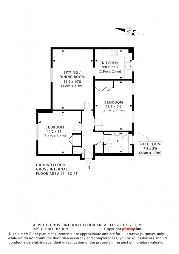 Floor Plan Image for 2 Bedroom Flat to Rent in Woodstock Road, North Oxford