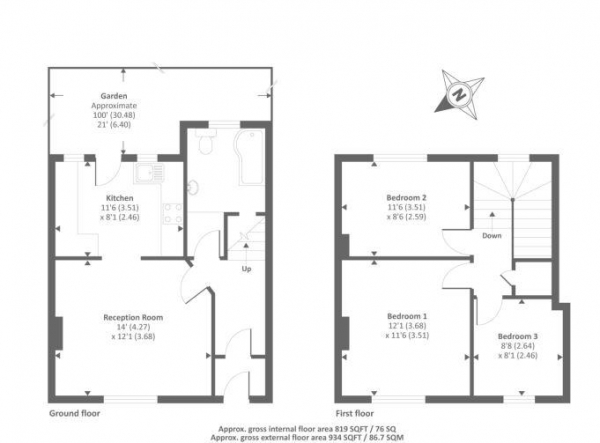 Floor Plan for 3 Bedroom Property to Rent in Buckler Road, North Oxford**Student Property 2024**, OX2, 7TE - £450 pw | £1950 pcm