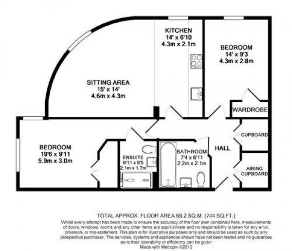 Floor Plan Image for 2 Bedroom Flat to Rent in Foundry House, Waterfront, Oxford