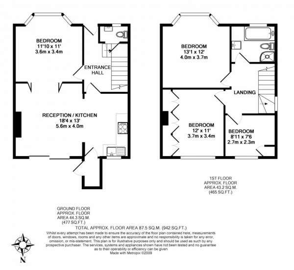 Floor Plan Image for 4 Bedroom Semi-Detached House to Rent in Coniston Avenue, Headington **Student Property 2025**