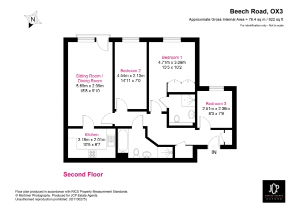 Floor Plan Image for 3 Bedroom Flat to Rent in Beech Road, Headington