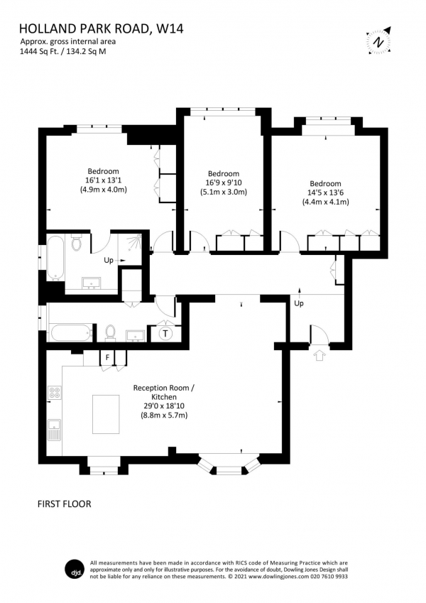 Floor Plan Image for 3 Bedroom Apartment to Rent in Holland Park Road, Kensington