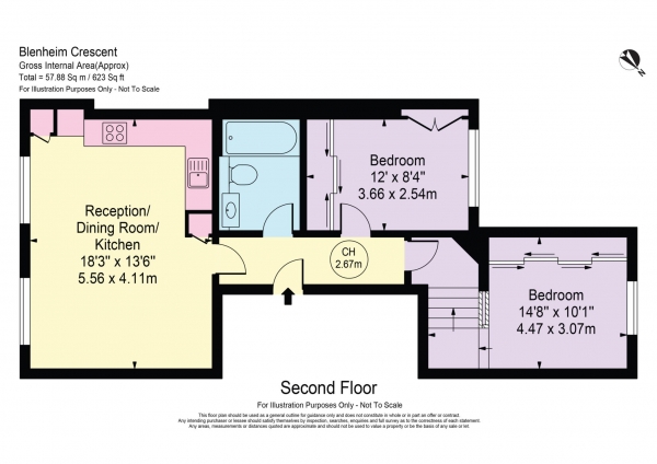 Floor Plan Image for 2 Bedroom Apartment to Rent in Blenheim Crescent, London