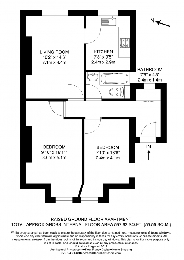 Floor Plan Image for 2 Bedroom Flat to Rent in Coningham Road, Shepherd's Bush W12