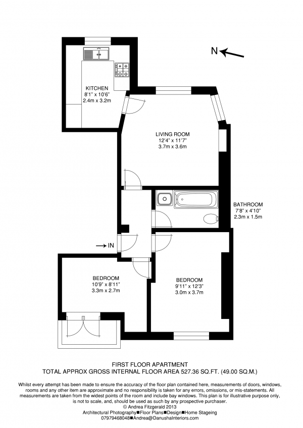 Floor Plan Image for 2 Bedroom Flat to Rent in Hammersmith Grove, Hammersmith W6