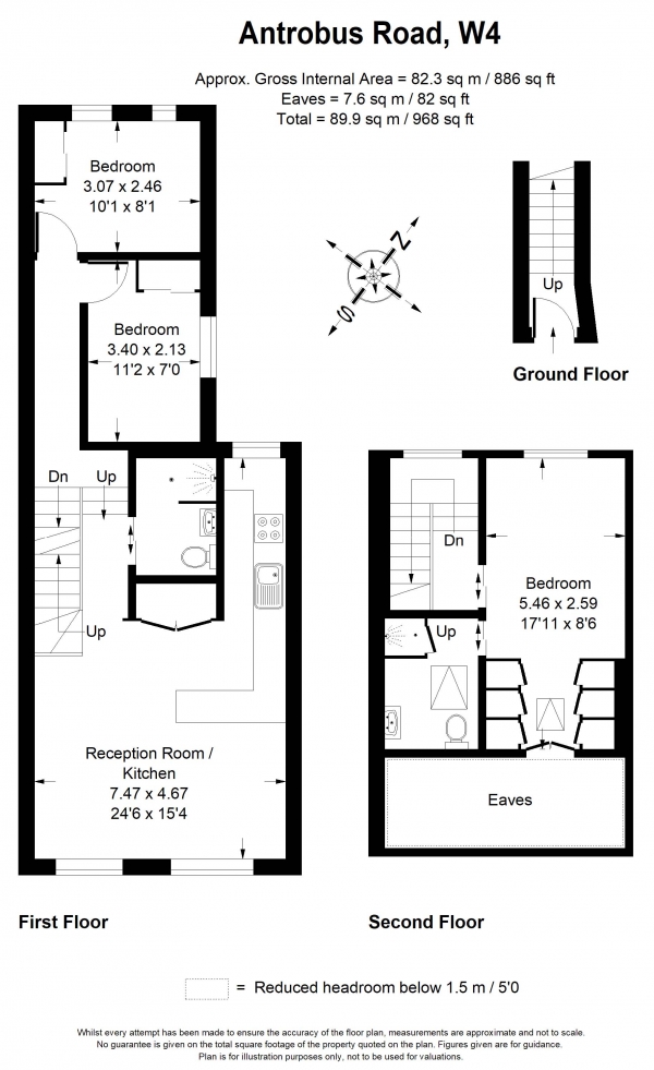 Floor Plan Image for 3 Bedroom Maisonette to Rent in Antrobus Road, Chiswick W4