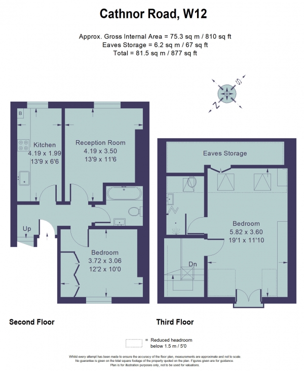 Floor Plan Image for 2 Bedroom Maisonette to Rent in Cathnor Road, Shepherd's Bush W12