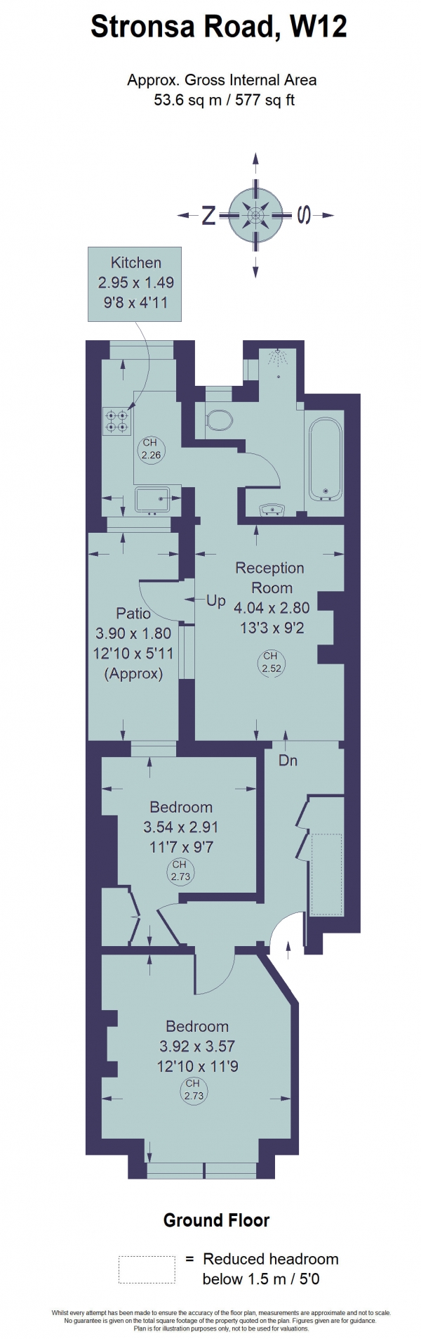 Floor Plan Image for 2 Bedroom Flat to Rent in Stronsa Road, Shepherd's Bush W12