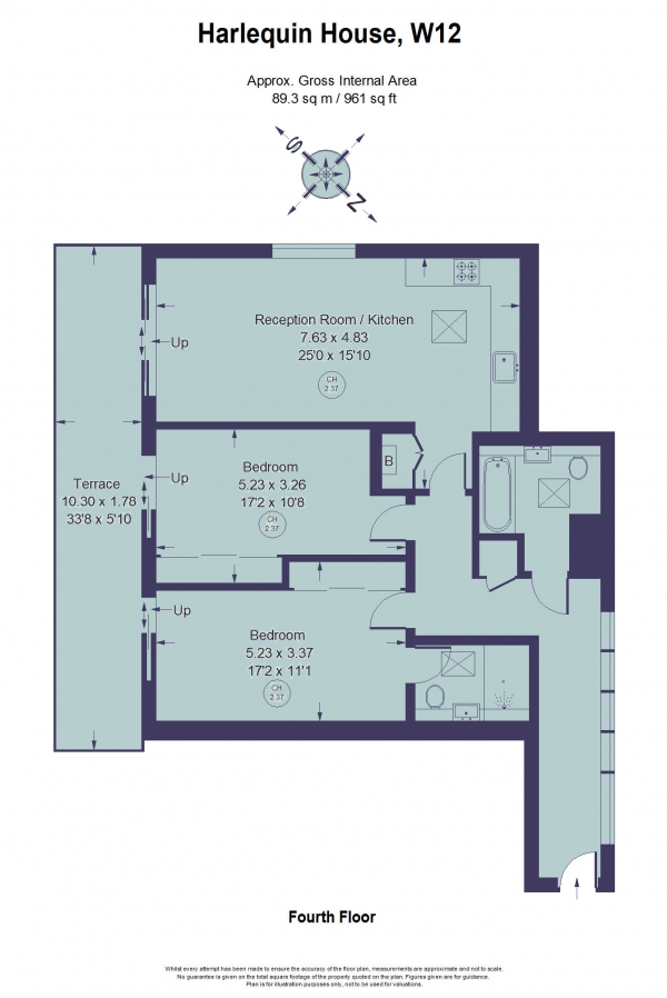 Floor Plan Image for 2 Bedroom Penthouse to Rent in Coningham Road, Shepherd's Bush W12