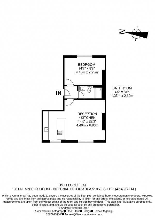 Floor Plan Image for 1 Bedroom Flat to Rent in St Stephens Avenue, Shepherd's Bush W12