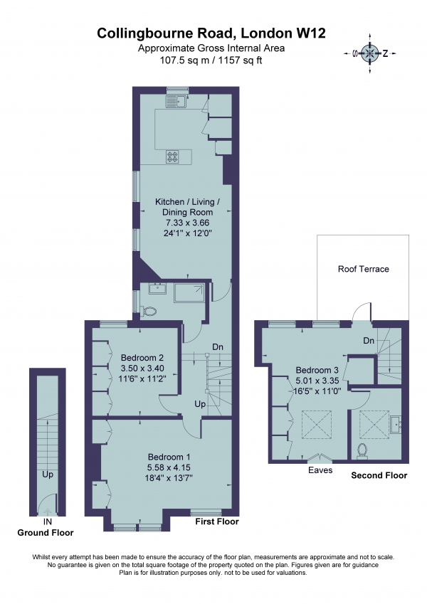 Floor Plan Image for 3 Bedroom Maisonette to Rent in Collingbourne Road, London