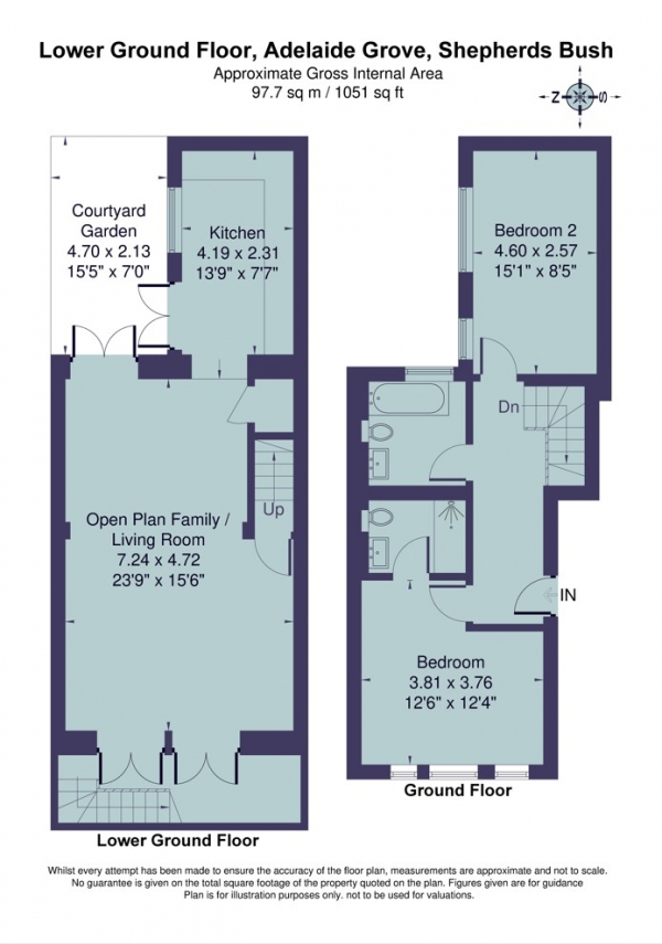 Floor Plan Image for 2 Bedroom Maisonette to Rent in Adelaide Grove, London