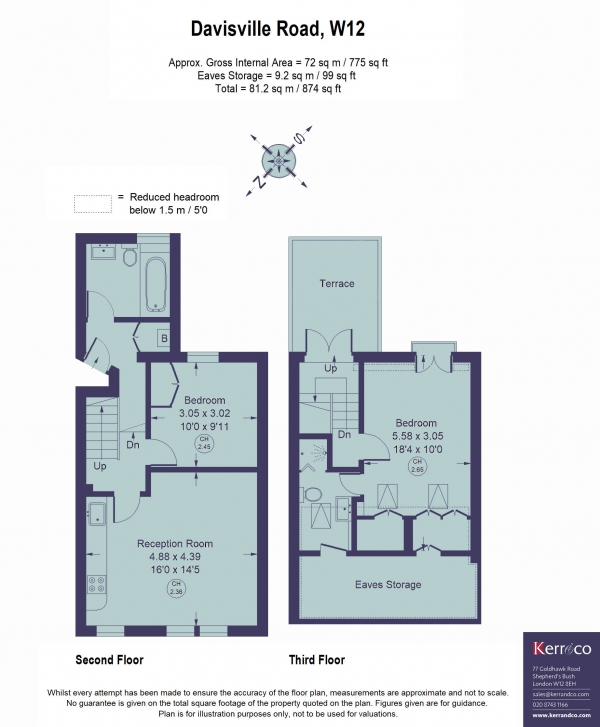 Floor Plan Image for 2 Bedroom Maisonette to Rent in Davisville Road, Shepherd's Bush W12