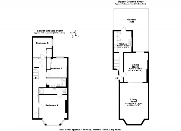 Floor Plan Image for 3 Bedroom Flat to Rent in Hammersmith Grove, Hammersmith W6