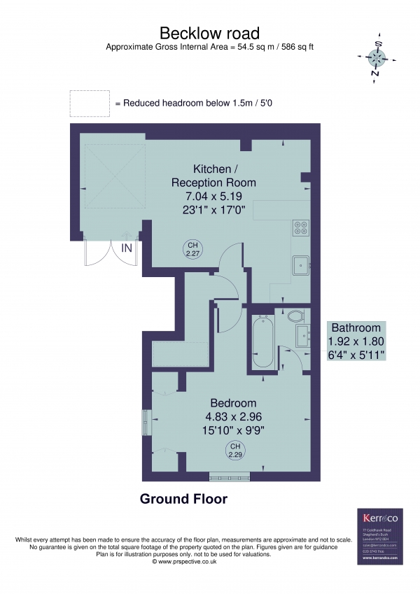 Floor Plan Image for 1 Bedroom Flat to Rent in Becklow Road, Shepherd's Bush W12