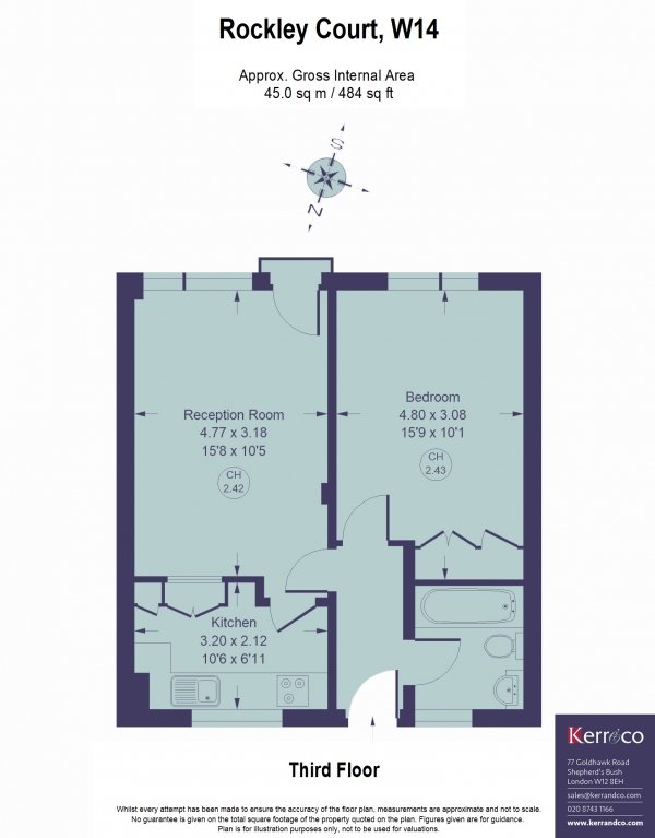 Floor Plan Image for 1 Bedroom Flat for Sale in Rockley Court, Brook Green W14