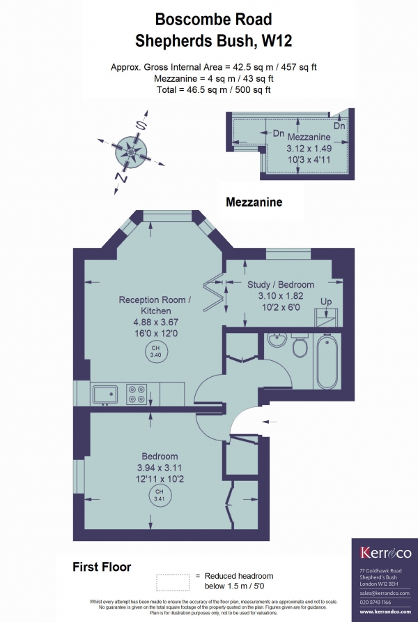 Floor Plan Image for 2 Bedroom Flat for Sale in Boscombe Road, Shepherd's Bush W12