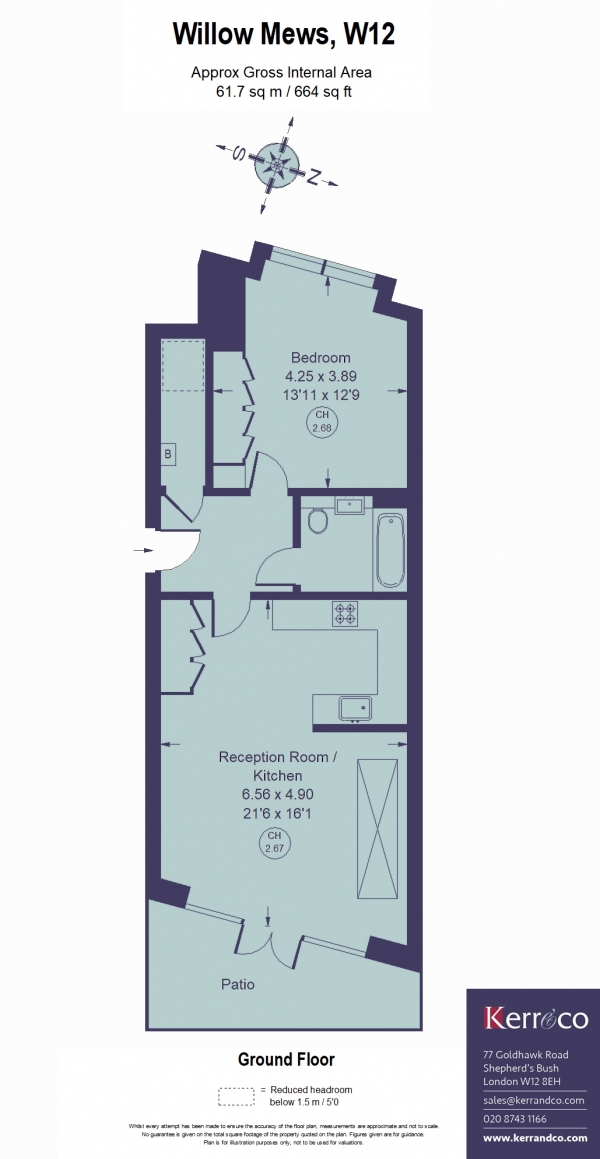 Floor Plan Image for 1 Bedroom Flat for Sale in Willow Mews, Shepherd's Bush